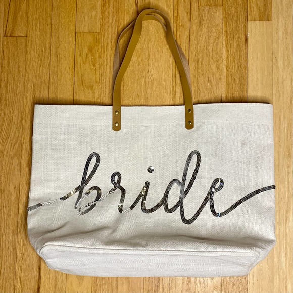 Mud Pie Handbags - Mudpie Bride Tote Silver Sequin - for Bachelorette, Bridal Shower, Wedding Gift